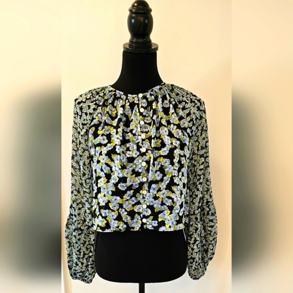 NEW Zara Button Front Floral Blouse - Size S